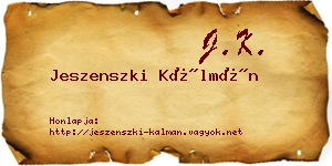 Jeszenszki Kálmán névjegykártya